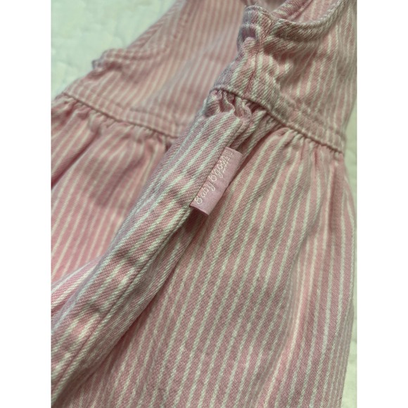 Vintage Baby Osh Kosh Pink White Stripe Button Front Dress Size 18 Months Cotton - Picture 4 of 4